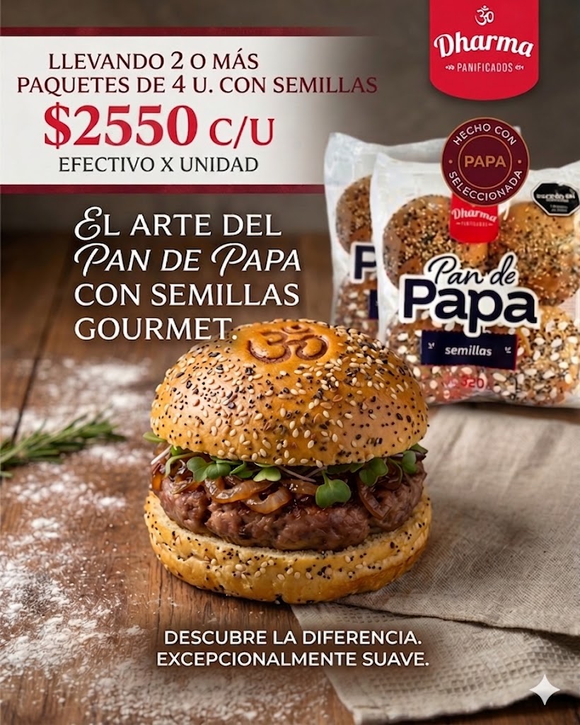 PAN HAMBURGUESA DE PAPA DHARMA C/SEMILLAS 320GR